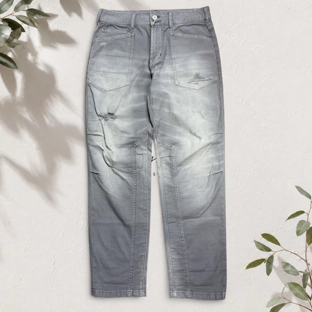 Pilcro Anthropologie The Wanderer Gray Distressed Utility Jeans Size 28